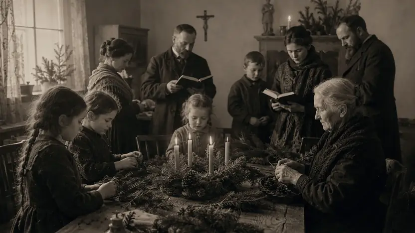Menschen in einer historisch informierten Darstellung zum Thema „Advent: vom Fasten zur Zeit der Erwartung“